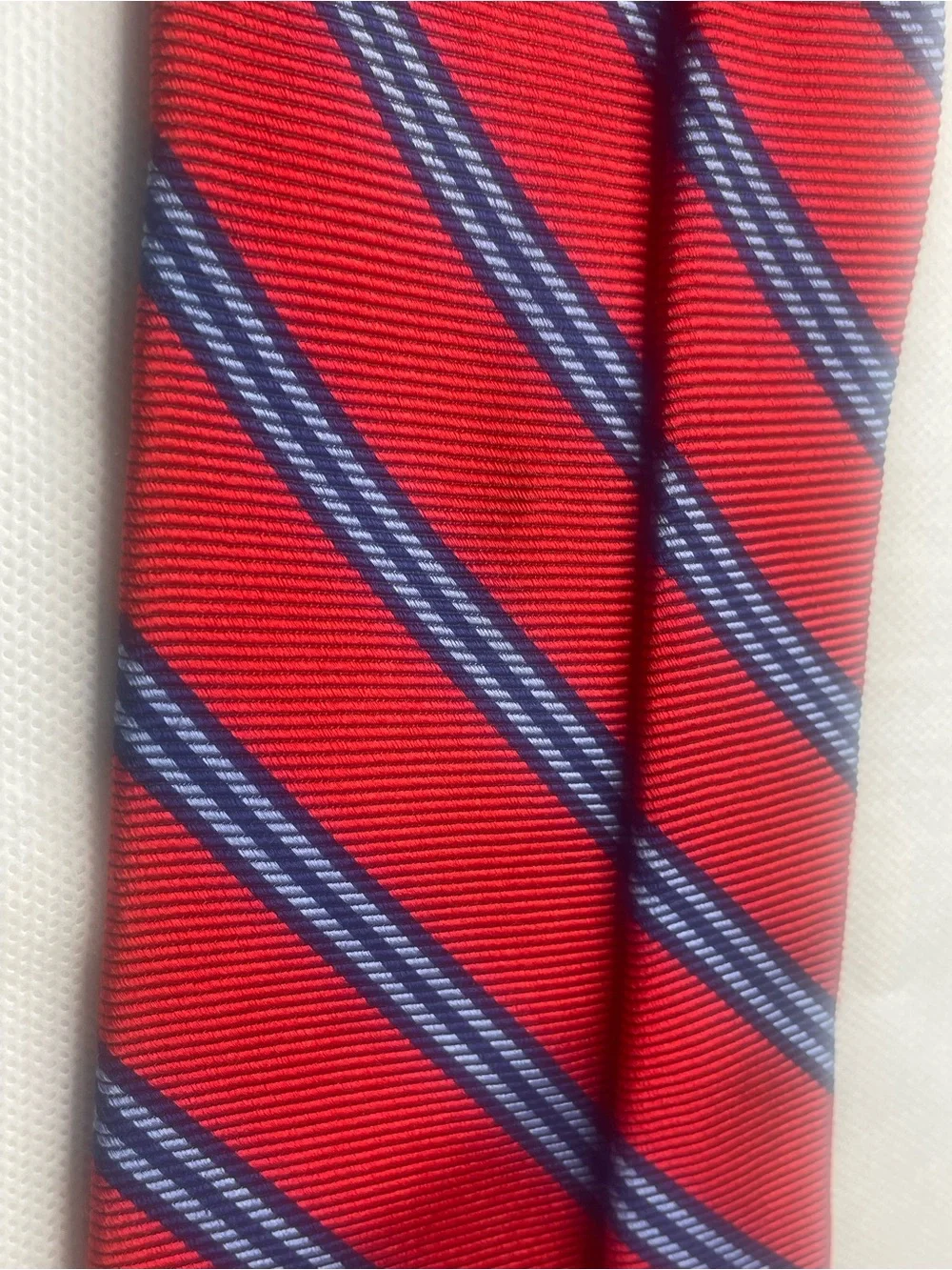 Brooks Brothers Makers Repp Silk Tie Red Preppy Blue Striped Textured Necktie